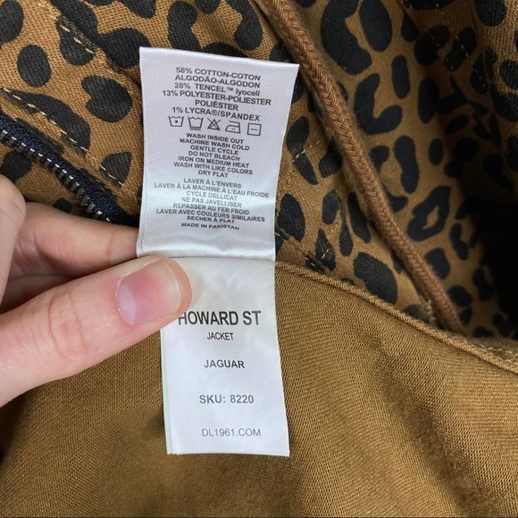 NWT DL1961 Howard Street Leopard Jaguar Utility Jacket Coat Tan Brown Animal - Picture 12 of 14